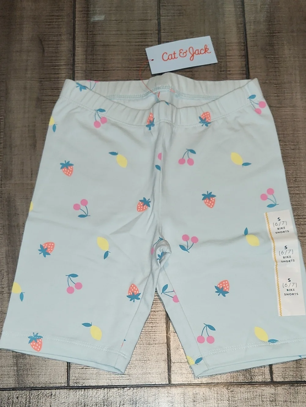 NWT Cat & Jack Light Blue Fruit Print Bike Shorts